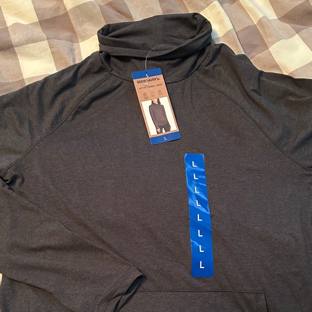 Eddie Bauer Dark Gray Funnel Neck w/front pocket